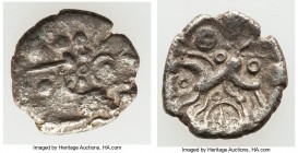 BRITAIN. East Wiltshire Region. AD 1st century. BI unit (13mm, 0.82 gm, 12h). VF. Uninscribed issues, unknown rulers. Moon-shaped stylized head right,...