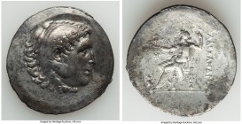 MACEDONIAN KINGDOM. Alexander III the Great (336-323 BC). AR tetradrachm (37mm, 15.67 gm, 12h). XF, horn silver. Posthumous issue of Myrina, ca. 188-1...
