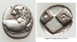 THRACE. Chersonesus. Ca. 4th century BC. AR hemidrachm (13mm, 2.12 gm). About VF. Forepart of lion leaping right, head reverted / Quadripartite incuse...