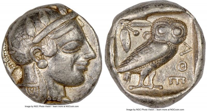 ATTICA. Athens. Ca. 465-455 BC. AR tetradrachm (24mm, 17.17 gm, 2h). NGC VF 5/5 ...