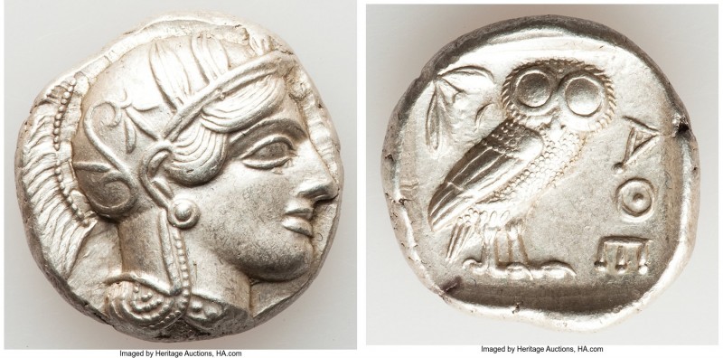 ATTICA. Athens. Ca. 440-404 BC. AR tetradrachm (25mm, 17.18 gm, 7h). AU. Mid-mas...