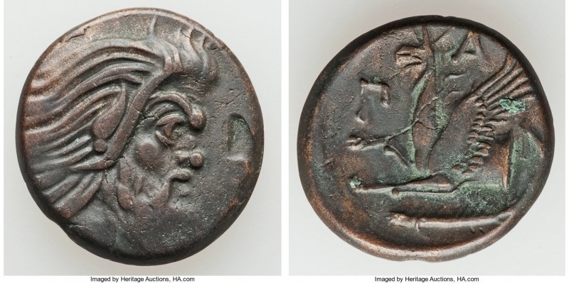 CIMMERIAN BOSPORUS. Panticapaeum. 4th century BC. AE (21mm, 6.38 gm, 11h). VF, f...