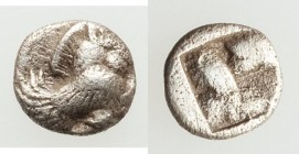 IONIA. Clazomenae. Ca. 5th century BC. AR hemiobol (6mm, 0.28 gm). VF. Forepart of winged boar right / Quadripartite irregular incuse square. Klein 81...