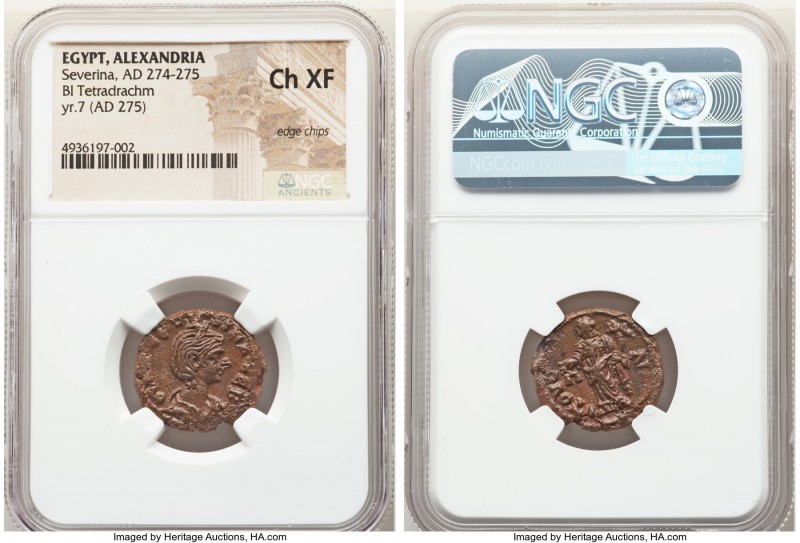 EGYPT. Alexandria. Severina (AD 274-275). BI tetradrachm (20mm, 11h). NGC Choice...