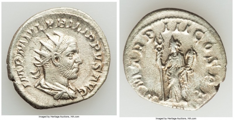 Philip I (AD 244-249). AR antoninianus (22mm, 3.62 gm, 1h). AU. Rome, AD 246. IM...