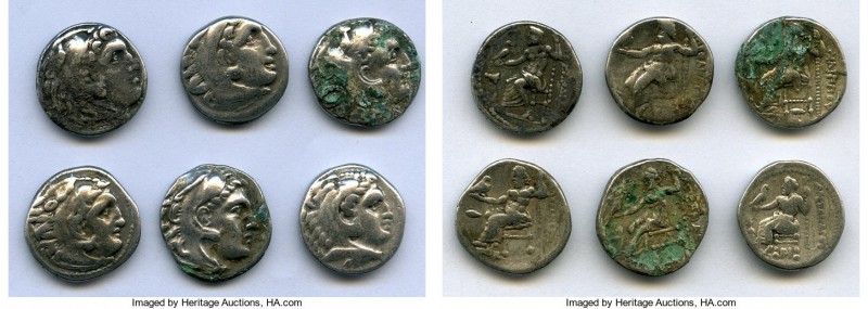 ANCIENT LOTS. Greek. Macedonian Kingdom. Ca. 336-317 BC. Lot of six (6) AR drach...