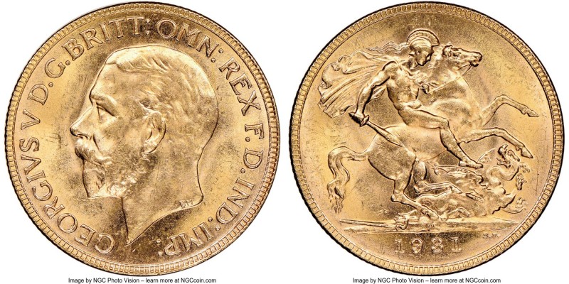 George V gold Sovereign 1931-P MS64 NGC, Perth mint, KM32. AGW 0.2355 oz. 

HI...