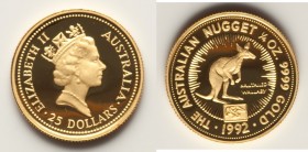 Elizabeth II 3-Piece Uncertified gold, silver, & platinum Proof Set 1992, Perth mint. Set #0477. Three pieces include Silver Kookabura 1 oz Dollar, Go...