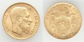 Leopold II gold 20 Francs 1869 XF, KM32. Position A. 21.3mm. 6.44gm. AGW 0.1867 oz. 

HID09801242017

© 2020 Heritage Auctions | All Rights Reserv...