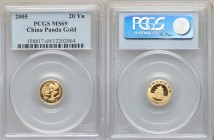 People's Republic gold Panda 20 Yuan (1/20 oz) 2005 MS69 PCGS, KM1586. AGW 0.0498 oz. 

HID09801242017

© 2020 Heritage Auctions | All Rights Rese...