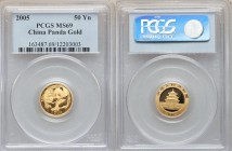 People's Republic gold Panda 50 Yuan (1/10 oz) 2005 MS69 PCGS, KM1585. AGW 0.0999 oz. 

HID09801242017

© 2020 Heritage Auctions | All Rights Rese...