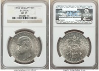 Bavaria. Otto 5 Mark 1899-D MS63 NGC, Munich mint, KM915. Conservatively graded, untoned with full mint bloom. 

HID09801242017

© 2020 Heritage A...