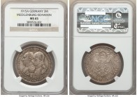 Mecklenburg-Schwerin. Friedrich Franz IV 3 Mark 1915-A MS65 NGC, Berlin mint, KM340. One year type commemorating the 100 years as a Grand Duchy.

HI...