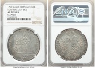 Nürnberg. Free City Taler 1765 SS-GNR AU Details (Cleaned) NGC, KM347, Dav-2490. For the Peace of Hubertusburg. Teal and rose-gray toning over attract...