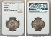 Saxony. Georg 2 Mark 1904-E MS64+ NGC, Muldenhutten mint, KM1257. Last year of three year type. 

HID09801242017

© 2020 Heritage Auctions | All R...