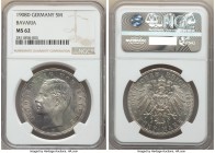 Pair of Certified Assorted 5 Marks MS62 NGC, 1) Bavaria: Otto 5 Mark 1908D - Munich mint, KM915 2) Prussia. Wilhelm II 5 Mark 1914 A - Berlin mint, KM...