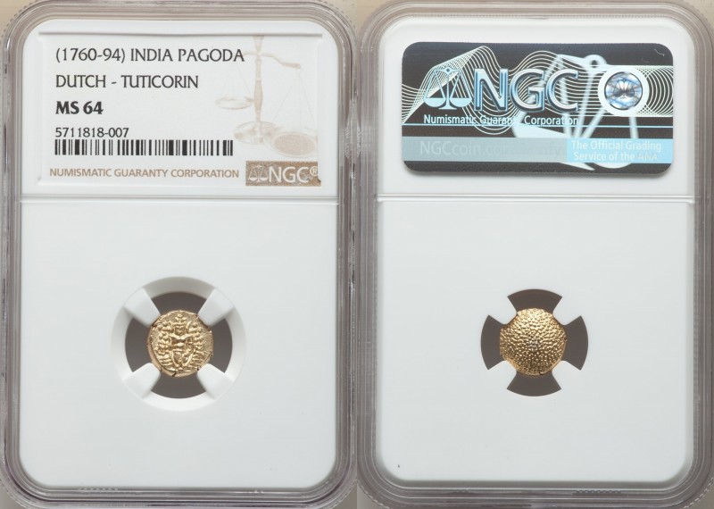 Dutch India gold Pagoda ND (1760-1794) MS64 NGC, Tuticorin mint, KM49. 

HID09...