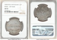Basel. City "City View" 1/2 Taler ND (1700) AU53 NGC, KM123, DT-753. Reflective surfaces sheathed in gold and lilac-gray toning. Dealer tag included. ...