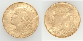 Confederation gold 10 Francs 1912-B AU, Bern mint, KM36. 18.9mm. 3.22gm. AGW 0.0933 oz. 

HID09801242017

© 2020 Heritage Auctions | All Rights Re...