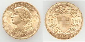 Confederation gold 20 Francs 1930-B UNC, Bern mint, KM35.1. 21.1mm. 6.45gm. AGW 0.1867 oz. 

HID09801242017

© 2020 Heritage Auctions | All Rights...