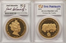 Elizabeth II gold Proof "Five Portraits" 100 Pounds 2015 PR69 Deep Cameo PCGS, KM-Unl. Mintage: 250. The PCGS holder is signed by Joel Iskowitz, an Am...