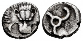 Licia. Perikles. Tetróbolo. 380-362 a.C. (Gc-5232). Anv.: Máscara de león. Rev.: Triskele en círculo incuso. Ag. 2,60 g. MBC. Est...75,00.