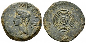 Luco Augusti. As. 27 a.C.-14 d.C. Lugo. (Abh-1706). (Acip-3301). Anv.: Cabeza desnuda de Augusto a izquierda, detrás caduceo, delante palma, alrededor...