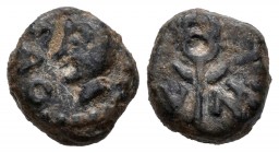 Arse-Saguntum. Sextante. 170-20 a.C. Sagunto (Valencia). (C-63). Anv.: Cabeza femenina a izquierda, delante SAG. Rev.: Caduceo alado, a izquierda V y ...