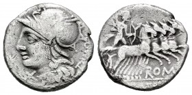 Baebia. Denario. 137 a.C. Roma. (Ffc-198). (Craw-236/1a). (Cal-269). Ag. 3,60 g. Escasa. BC. Est...30,00.