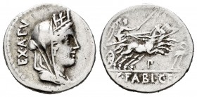 Fabia. Denario. 104 a.C. Roma. (Ffc-703). (Cal-575). Ag. 3,80 g. MBC+/MBC. Est...80,00.