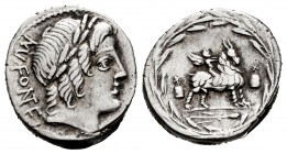 Fonteia. Denario. 85 a.C. Roma. (Ffc-720-721). (Craw-353/1b-d). (Cal-591-592). Ag. 3,78 g. MBC+. Est...90,00.