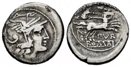 Furia. Denario. 169-158 a.C. Taller Auxiliar de Roma. (Ffc-729). (Craw-187/1). (Cal-599). Ag. 3,26 g. MBC-. Est...45,00.