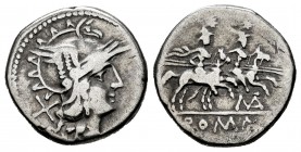 Matiena. Denario. 179-170 a.C. Roma. (Ffc-902). (Craw-161/2a). (Cal-977). Ag. 3,40 g. BC+. Est...50,00.