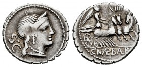 Naevia. Denario. 79 a.C. Taller Auxiliar de Roma. (Ffc-938). (Craw-382-1b). (Cal-1042). Rev.: Victoria en triga a derecha, encima número XIIII y en ex...