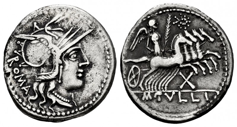 Tullia. Denario. 120 a.C. Roma. (Ffc-1162). (Craw-280-1). (Cal-1317). Rev.: Vict...