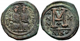 Justino II. Follis. 565-578 d.C. Nicomedia. (Sear-369). Ae. 14,75 g. MBC. Est...30,00.