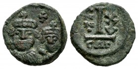 Heráclio. 10 nummi. 610-641 d.C. Catania. (Sear-586). Ae. 3,13MBC+ Est...40,00.