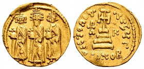 Heraclio y Heraclio Constantino. Sólido. 610-641 d.C. Constantinopla. (Seaby-771). Au. 4,47 g. MBC+. Est...500,00.