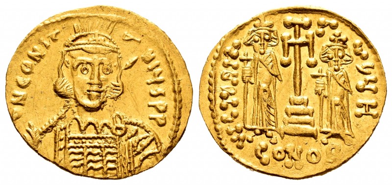 Constantino IV Pogonatus. Sólido. 668-673 d.C. Constantinopla. (Seaby-1153). Rev...