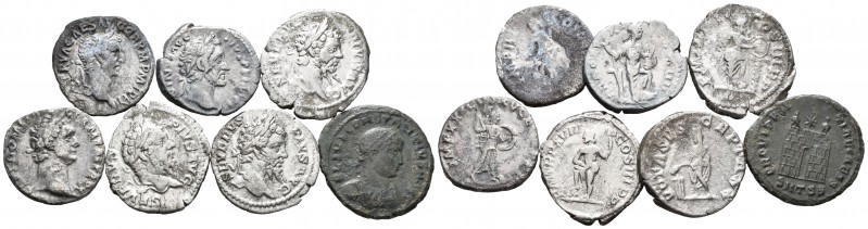 Lote de 7 piezas del Imperio Romano, 6 denarios y 1 follis. A EXAMINAR. BC/MBC-....