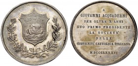 ASTA PER CORRISPONDENZA
CASTEL SAN PIETRO
Giovanni Acquaderni, 1839-1922. Medaglia 1886 della Gioventù Cattolica. Ar gr. 41,32 mm 43,5 SPL