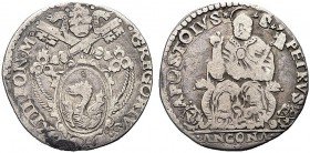 ASTA PER CORRISPONDENZA
ANCONA
Gregorio XIII (Ugo Boncompagni), 1572-1585. Testone. Ar gr. 8,10 Stemma. Rv. Il Santo seduto. M. 231; B. 1218. q. BB