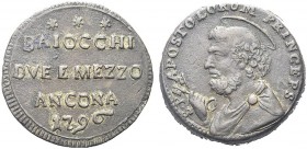 ASTA PER CORRISPONDENZA
ANCONA
Pio VI (Giovanni Angelo Braschi di Cesena), 1775-1799. Sampietrino 1796. Æ gr. 15,92 Scritta entro cerchio. Rv. Busto...
