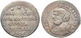 ASTA PER CORRISPONDENZA
CIVITAVECCHIA
Pio VI (Giovanni Angelo Braschi di Cesena), 1775-1799. Sampietrino 1796. Æ gr. 20,05 Scritta entro cerchio. Rv...