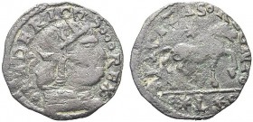 ASTA PER CORRISPONDENZA
NAPOLI
Federico III d'Aragona, 1496-1501. Cavallo riconato su moneta di Carlo VIII. Æ gr. 1,76 Testa del re radiata volta a ...