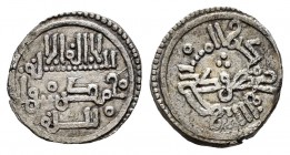 Taifas Almorávides. Ahmad ibn Hud. Quirate. Jaén. (Vives-1923). Ag. 0,78 g. Rara. MBC. Est...250,00.