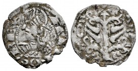 Corona de Aragón. Alfonso I de Aragón (1162-1196). Dinero jaqués. Aragón. (Cru-298). (Cr C.G-2106). Ve. 1,01 g. Doblada. MBC+. Est...120,00.
