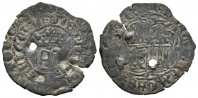 Reino de Castilla y León. Enrique II (1368-1379). Real de vellón. Palencia. (Bautista-579.1). Ve. 2,01 g. Con P y puntos cuadrados en los extremos del...