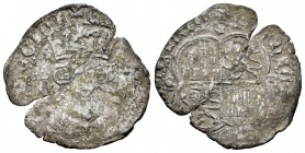 Reino de Castilla y León. Enrique II (1368-1379). Real de vellón. Salamanca. (Bautista-602). Ve. 1,98 g. Con S-A en el eje horizontal y rosas en los e...