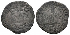 Reino de Castilla y León. Enrique IV (1454-1474). Medio cuartillo. Toledo. (Bautista-1056 variante). Ve. 1,34 g. Con T bajo el escudo y florones a los...